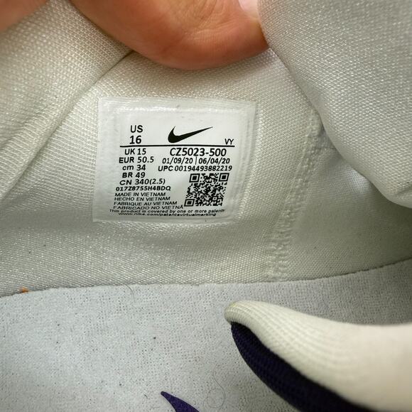 Nike Zoom Air Rize II TB CZ5023-500 Purple and White Athletic Sneakers Size 16 - Picture 2 of 12